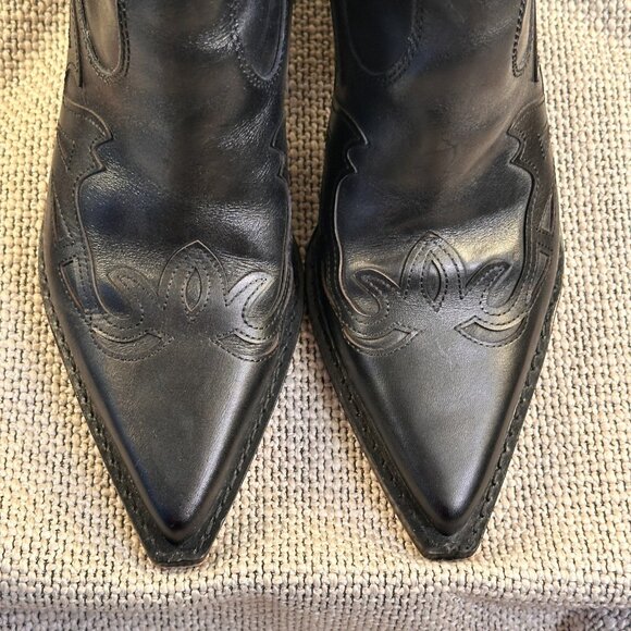 Dolce Vita Ramson Leather Western high Ankle Boots Booties Black Snake - Size 10 - Picture 4 of 8